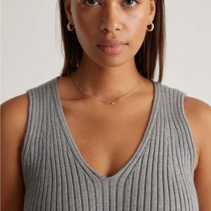 Quince Eco Knit Ribbed Sweater Crop Grey XS